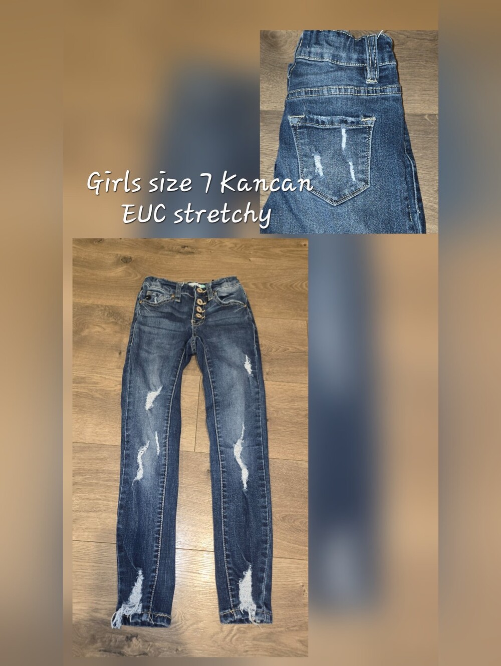 KanCan Girls Skinny Distressed Jeans - Blue Size 7
